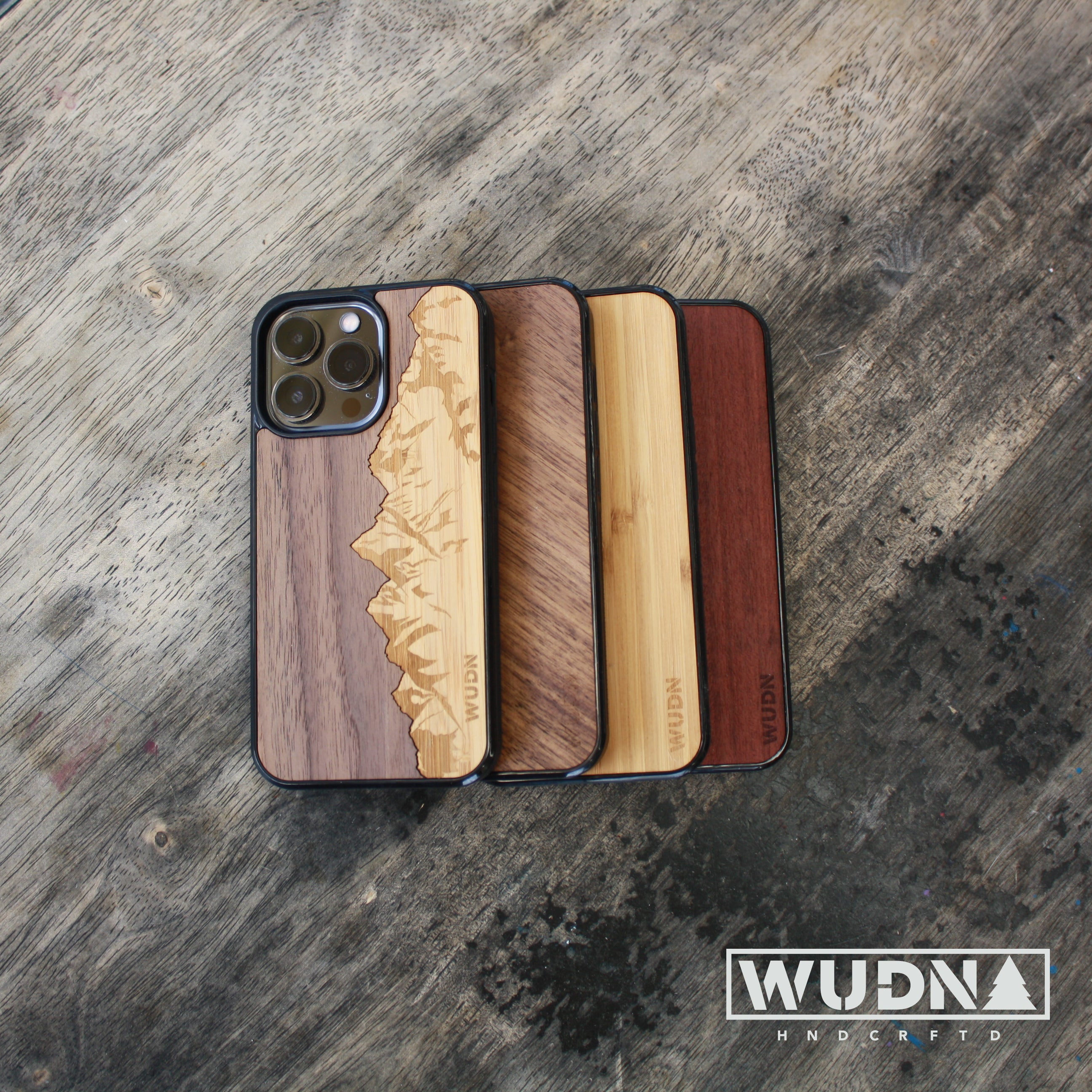 Slim Wooden Phone Case (Sawtooth Mountains Walnut Sky)