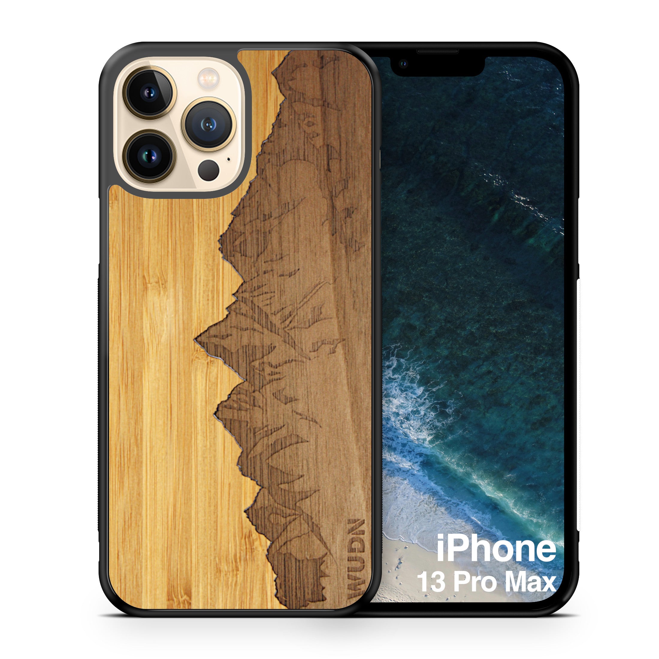 Slim Wooden Phone Case (Sawtooth Mountains Bamboo Sky)