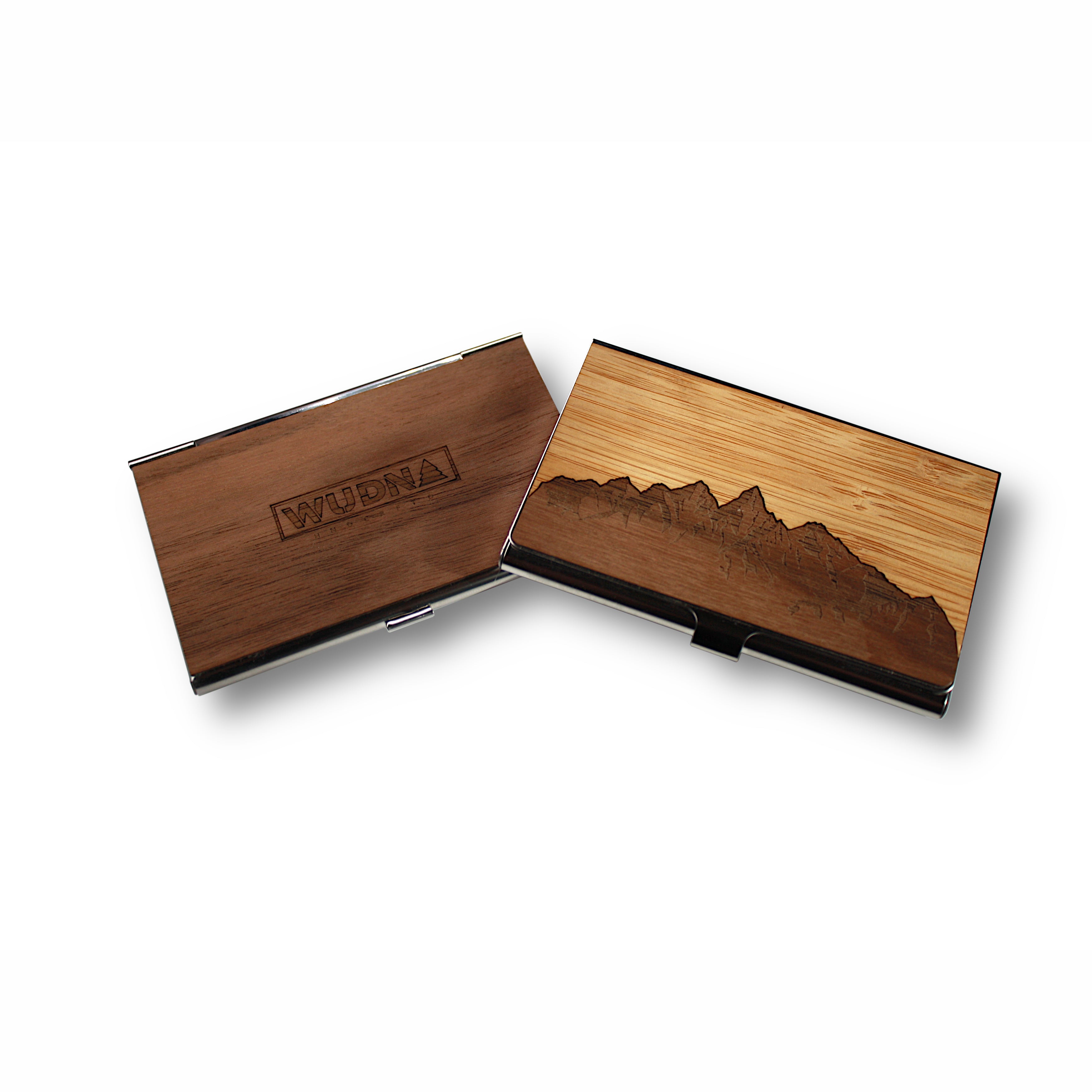 Handmade Wooden Business Card Holder (Sawtooth Mountains)