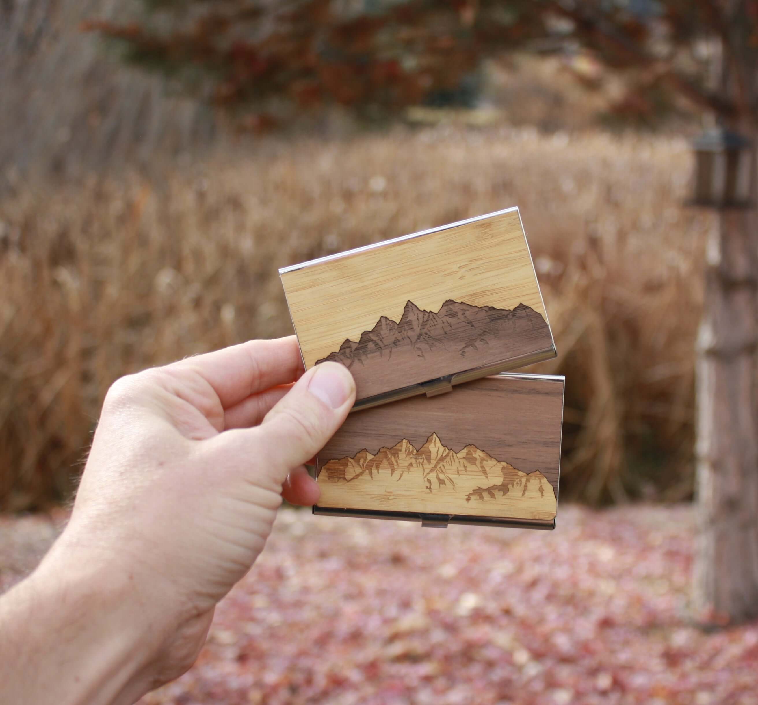 Handmade Wooden Business Card Holder, Home and Office - WUDN