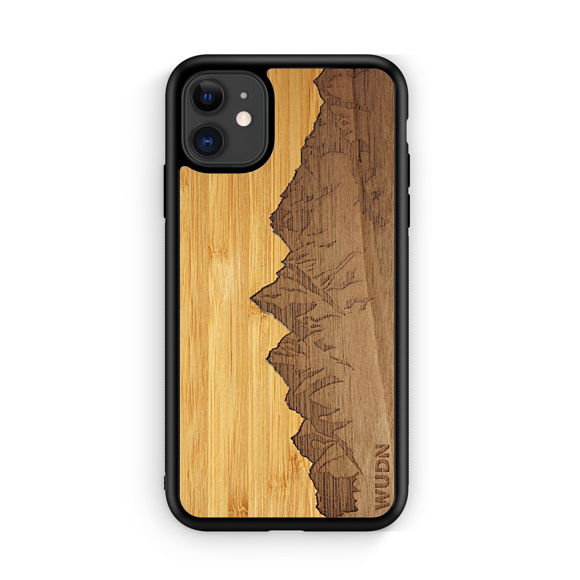 Slim Wooden Phone Case (Sawtooth Mountains Bamboo Sky)