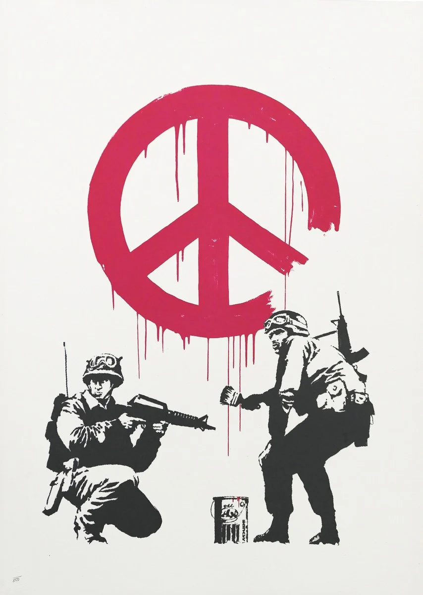 Banksy Soldiers Graffiti Peace Sign Banksy Soldiers Graffiti Peace Sign
