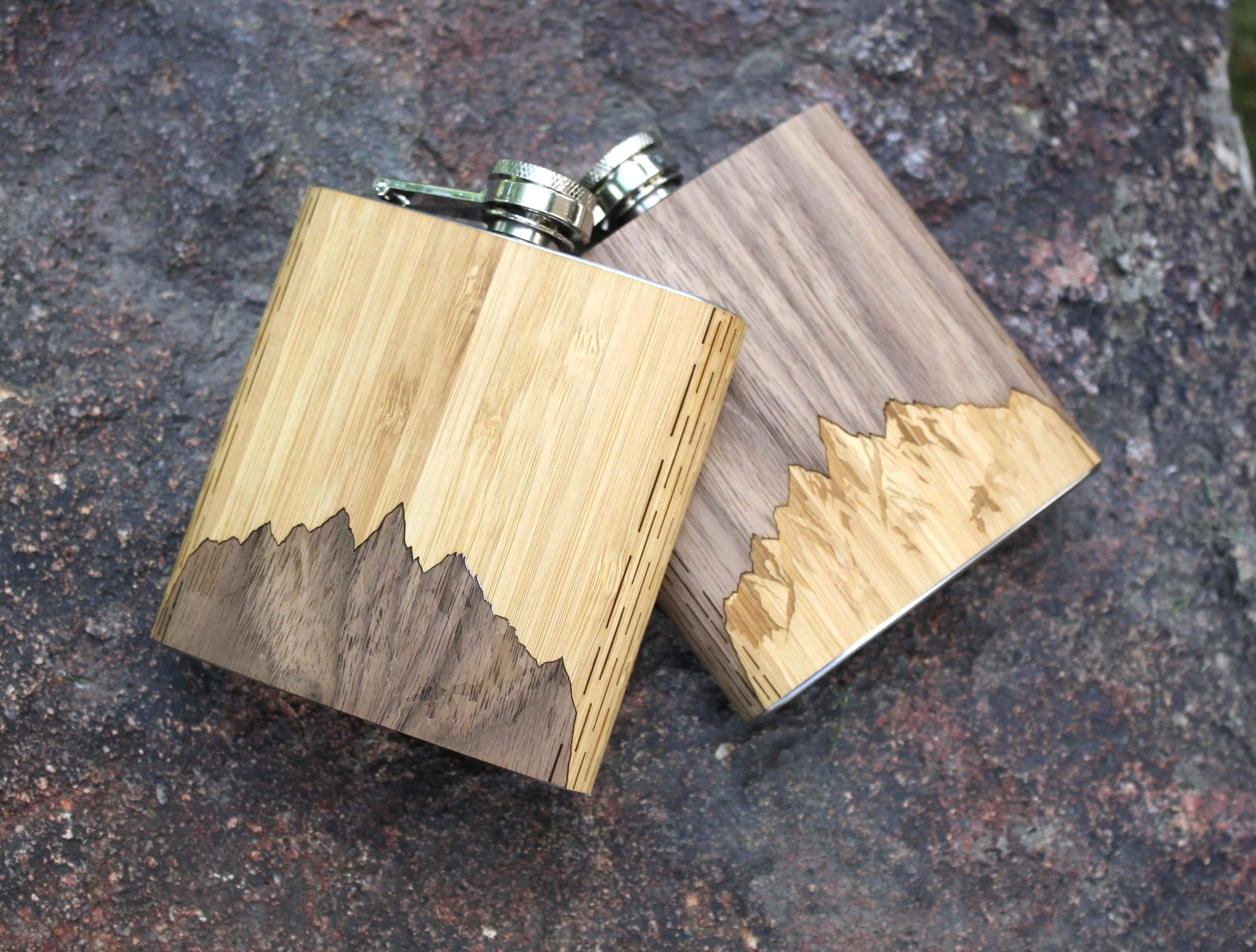 High Quality 6 oz. Wooden Hip Flask - Hand Crafted from Local Wood, Bar - WUDN