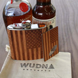 6 oz. Wooden Hip Flask & Matching Credit Card Bottle Opener (2-Piece Flask Set)