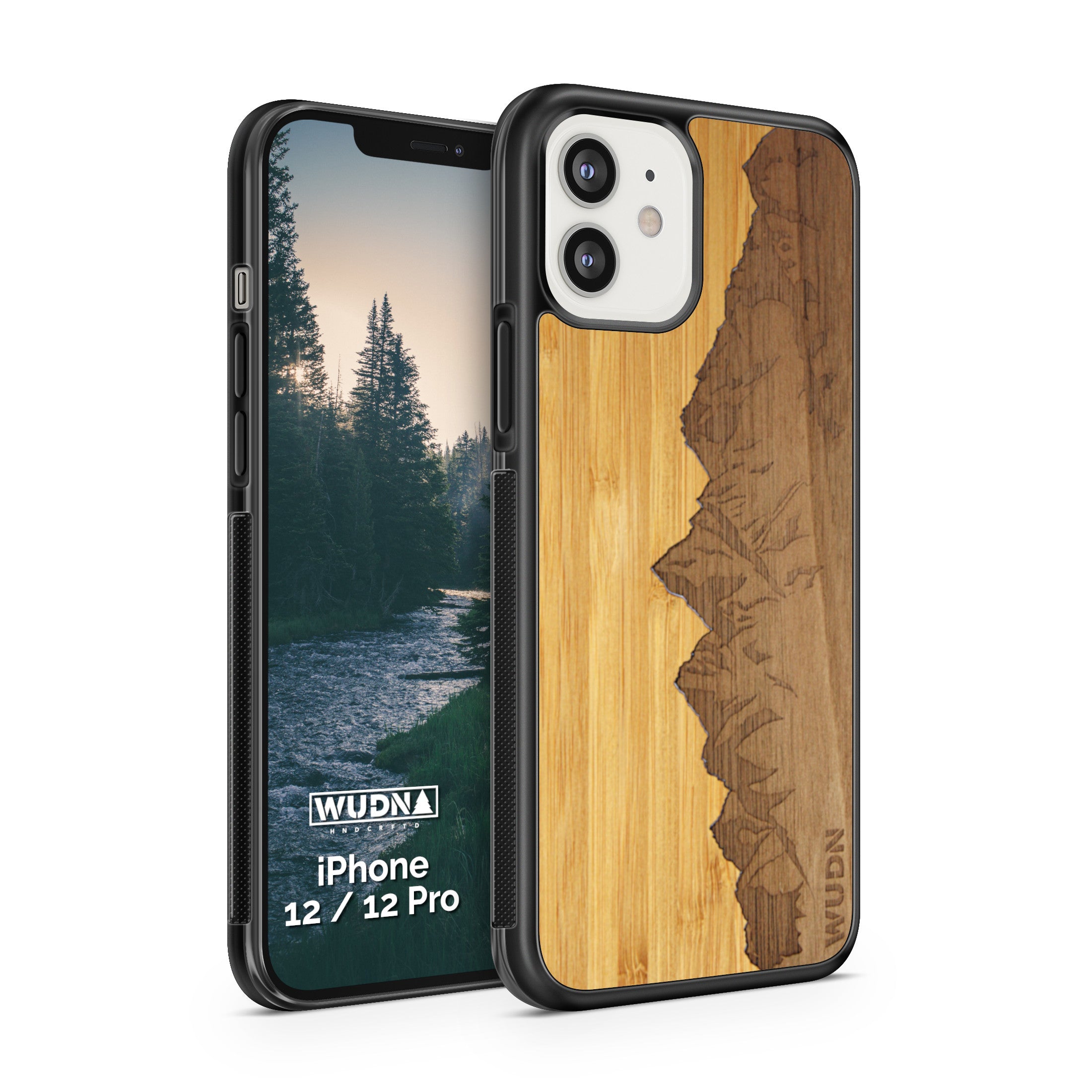 Slim Wooden Phone Case (Sawtooth Mountains Bamboo Sky)