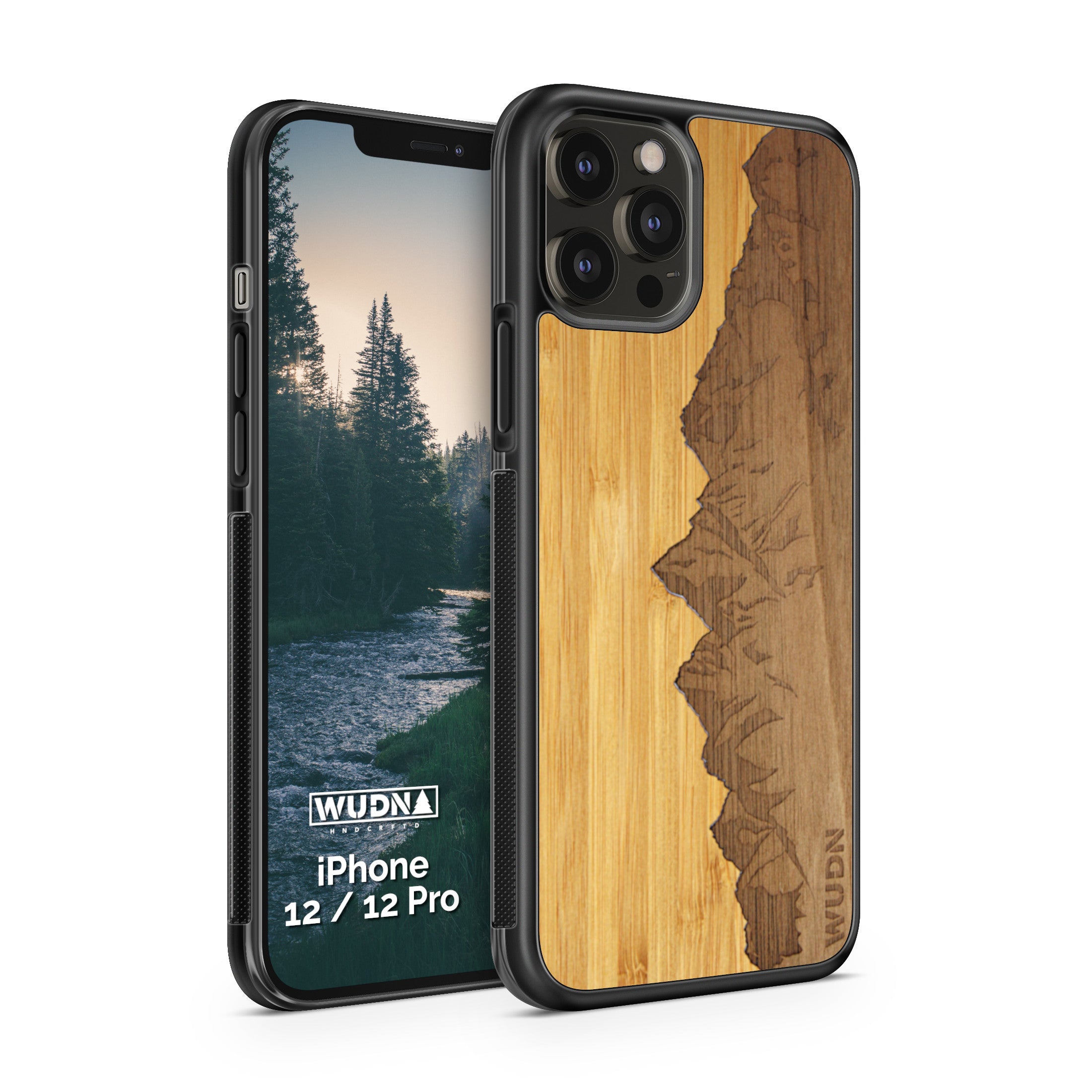 Slim Wooden Phone Case (Sawtooth Mountains Bamboo Sky)