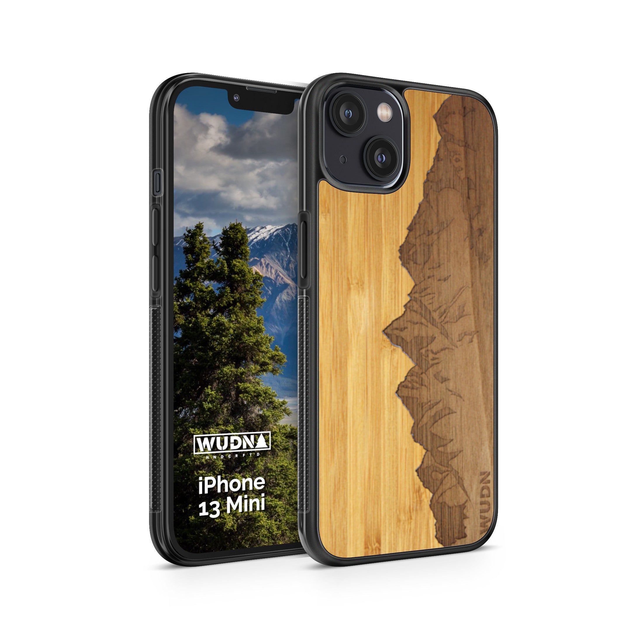 Slim Wooden Phone Case (Sawtooth Mountains Bamboo Sky)