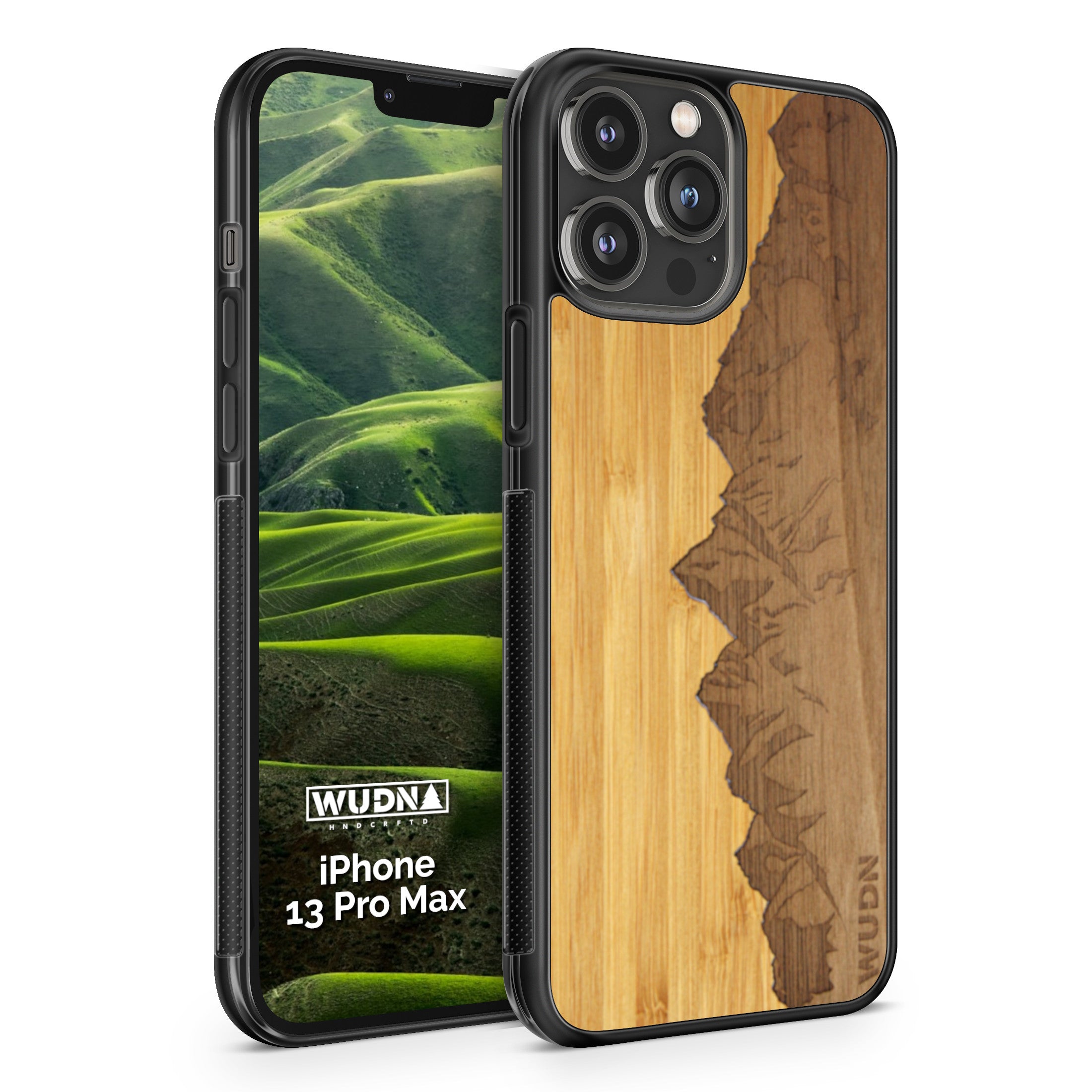 Slim Wooden Phone Case (Sawtooth Mountains Bamboo Sky)