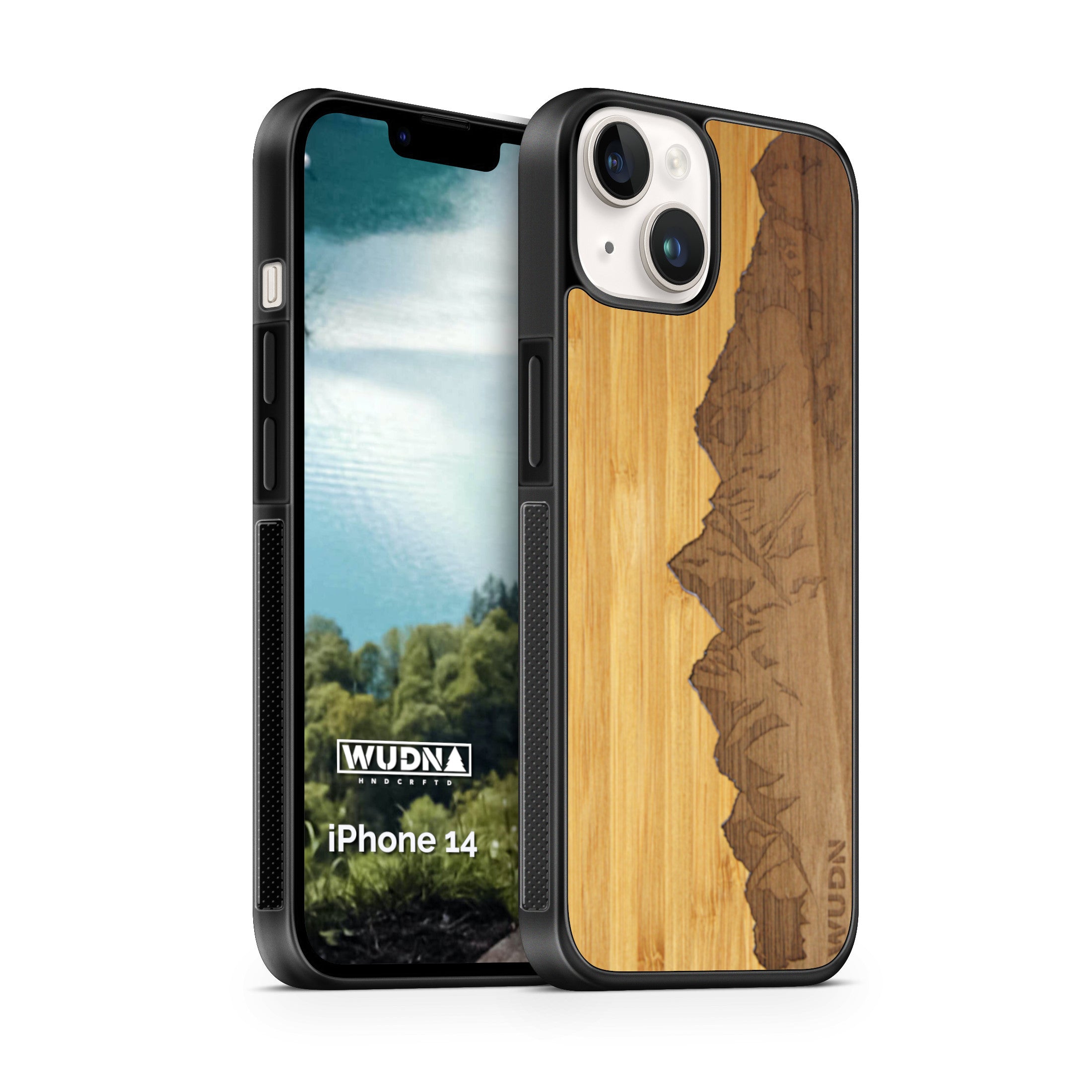 Slim Wooden Phone Case (Sawtooth Mountains Bamboo Sky)