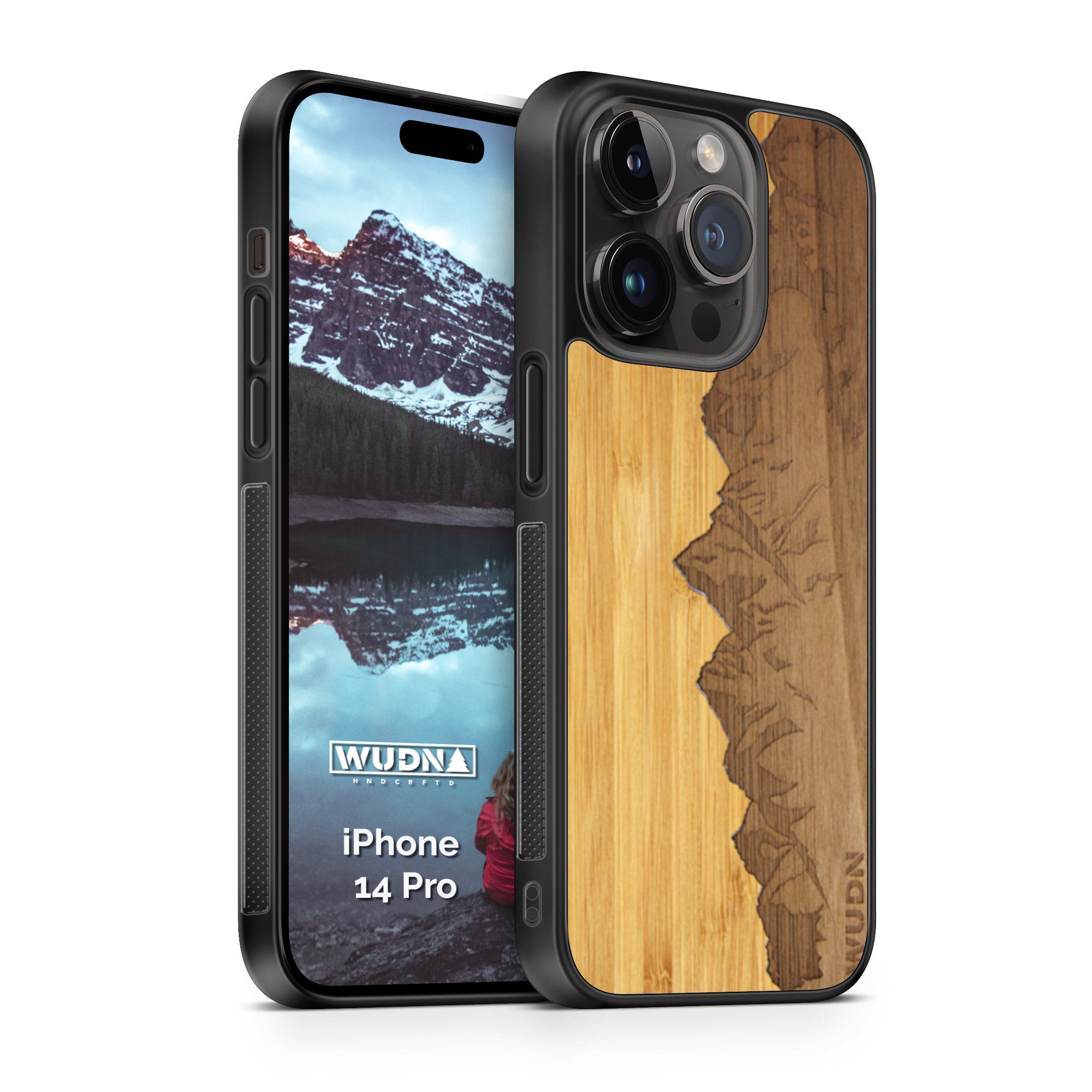 Slim Wooden Phone Case (Sawtooth Mountains Bamboo Sky)