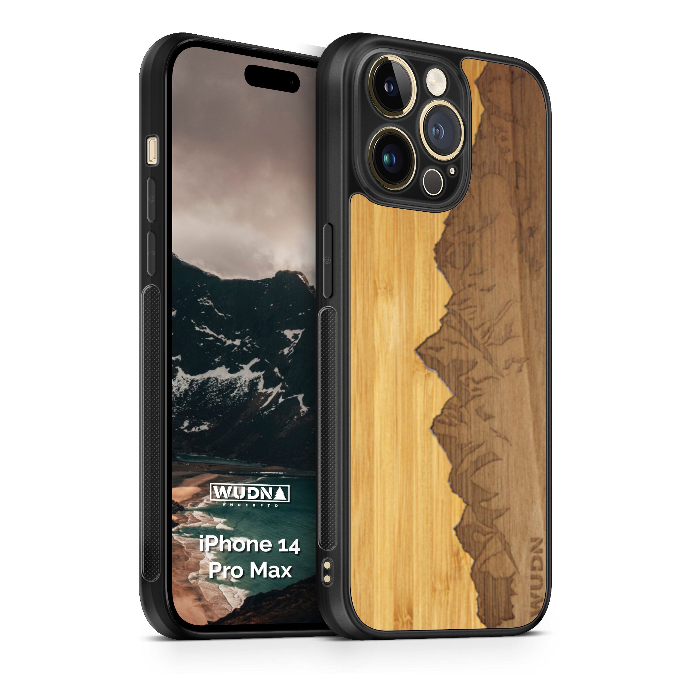 Slim Wooden Phone Case (Sawtooth Mountains Bamboo Sky)