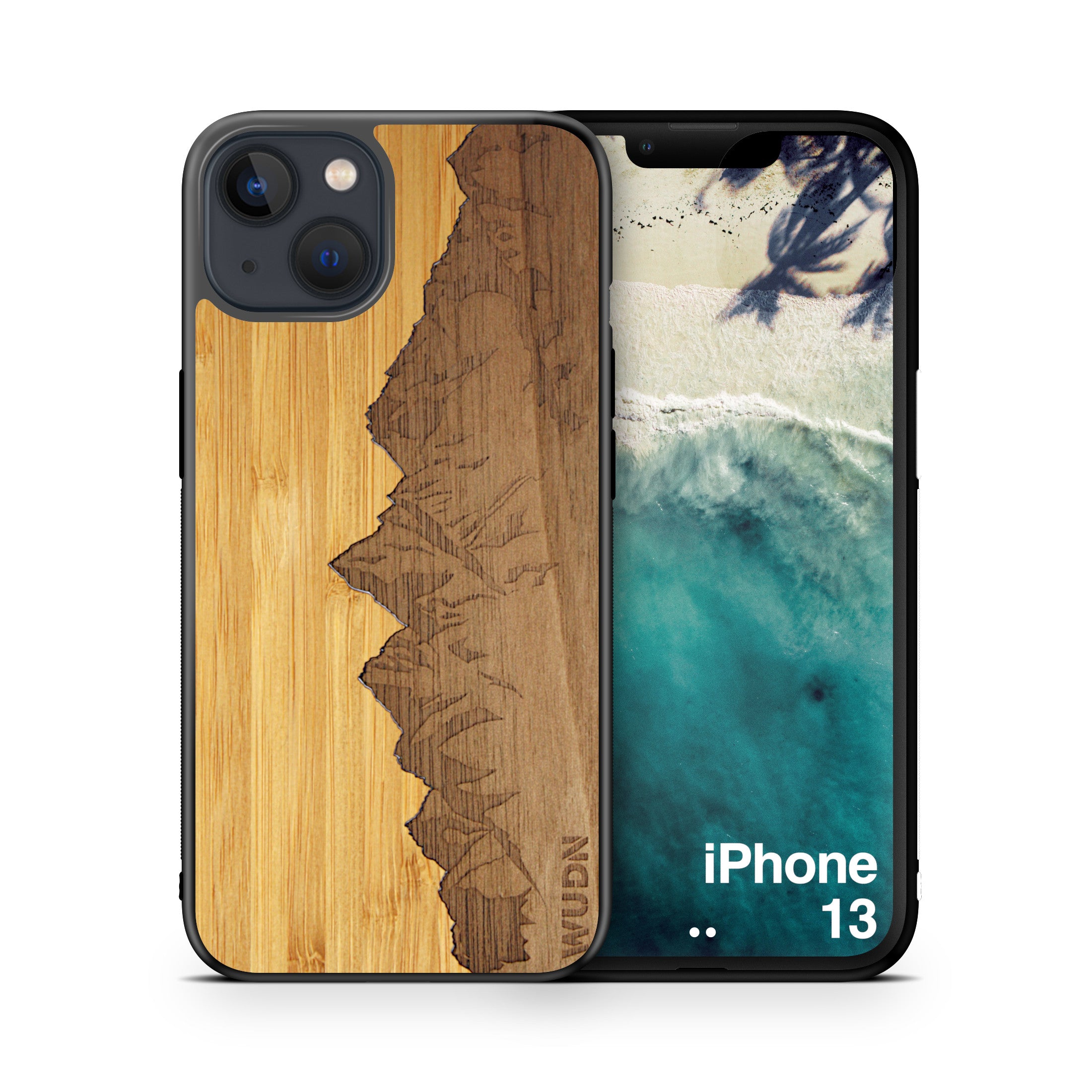 Slim Wooden Phone Case (Sawtooth Mountains Bamboo Sky)