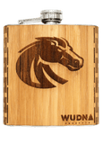 BSU Bronco - 6 oz. Wooden Hip Flask, Bar - WUDN