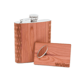 6 oz. Wooden Hip Flask & Matching Credit Card Bottle Opener (2-Piece Flask Set)