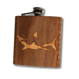 6 oz. Wooden Hip Flask - Great White Shark