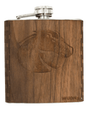 BSU Bronco - 6 oz. Wooden Hip Flask, Bar - WUDN