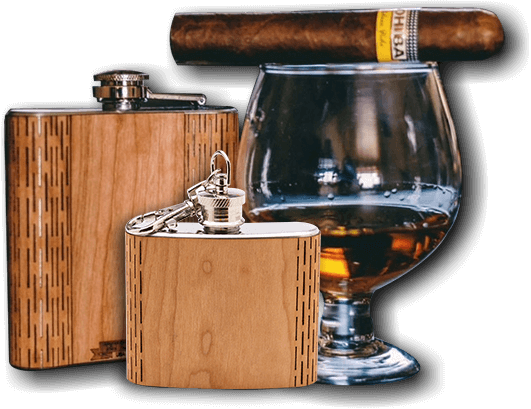 High Quality 6 oz. Wooden Hip Flask - Hand Crafted from Local Wood, Bar - WUDN